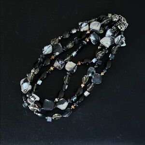Cookie Lee Black and Silver Multi-Strand Necklace
